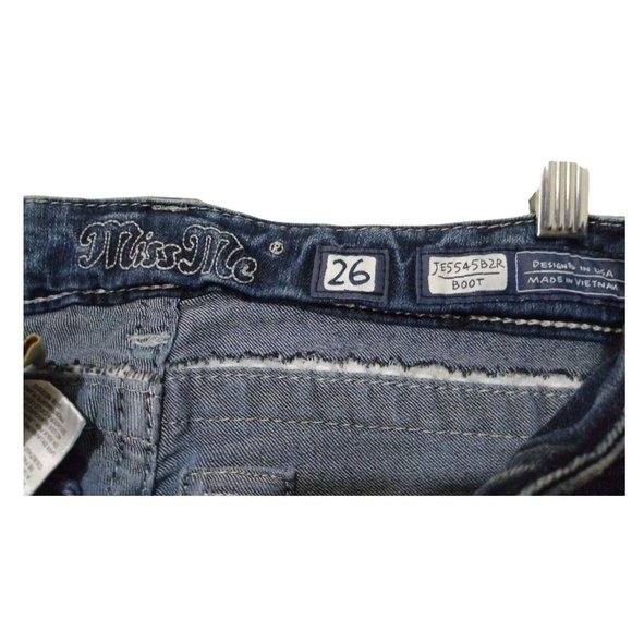 Miss Me Womens Mid-Rise Bootcut Flare Rhinestone Embellished Bling Blue Jeans 26 - Picture 10 of 12